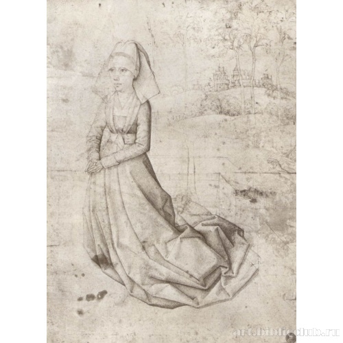 Коленопреклоненная женщина в пейзаже (Портрет заказчицы)