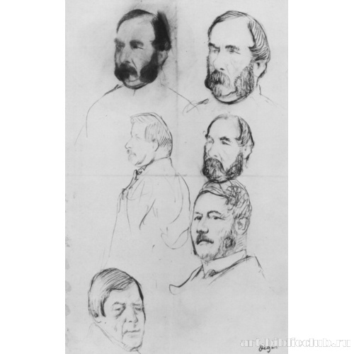 Лист этюдов с шестью портретами