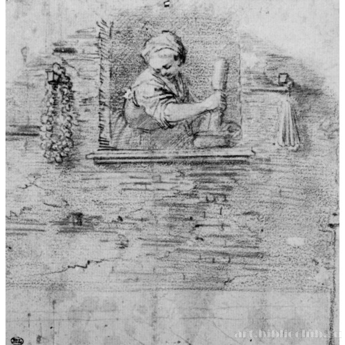 Молодая женщина, выглядывающая из окна