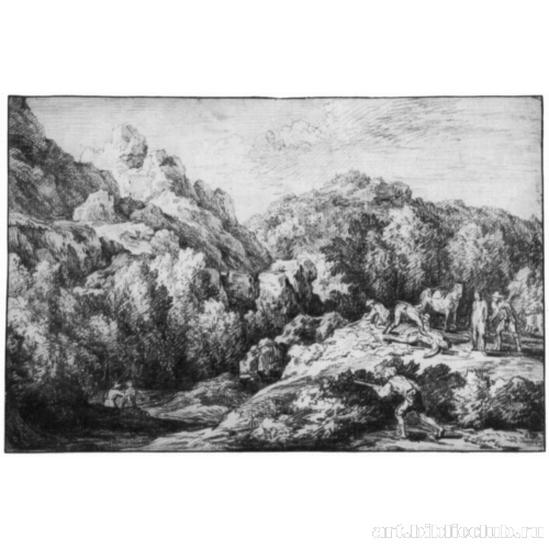 Горный пейзаж с нападением разбойников