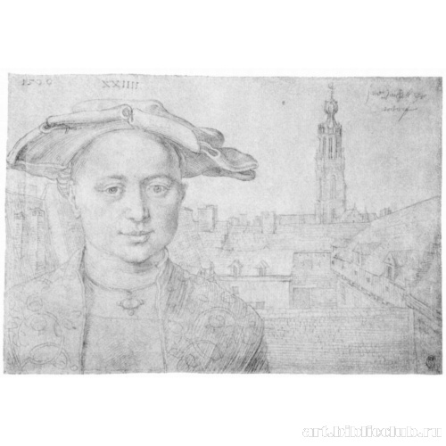 Портрет двадцатичетырехлетнего мужчины и вид на церковь Святого Михаила в Антверпене