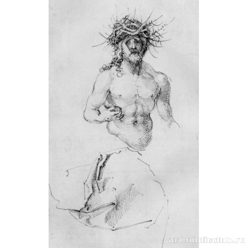 Лист с этюдами Христа-страстотерпца и этюдом драпировки