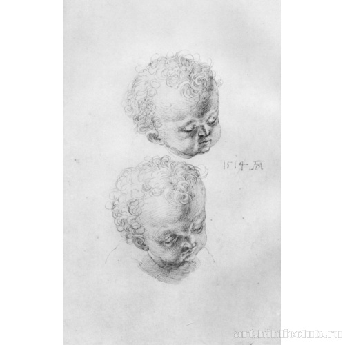 Лист с этюдами детских голов