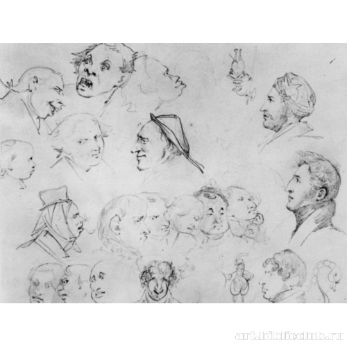 Лист с набросками голов