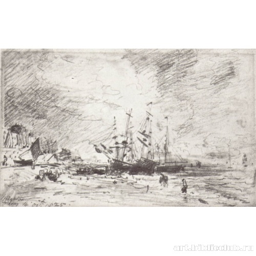 Побережье в Брайтоне с кораблями, груженными углем