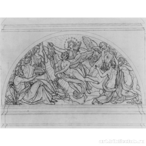 Эскиз к росписям Лоджий в Старой Пинакотеке в Мюнхене, люнет: Апофеоз искусства