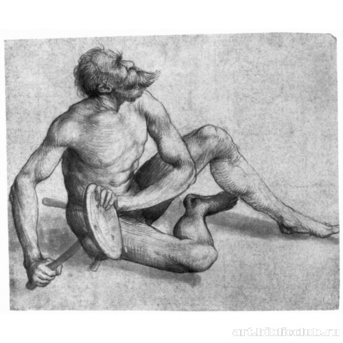 Этюд обнаженного сидящего мужчины