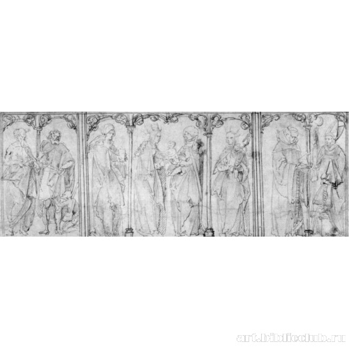 Эскиз алтарных створок: Святая Анна с Марией и младенцем и святые