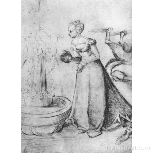 Женщина у фонтана