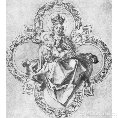 Мадонна с младенцем, сидящая на подушке