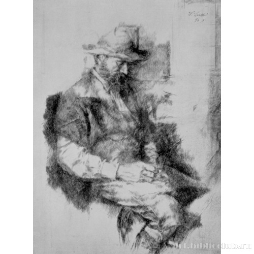 Крестьянин, набивающий трубку, у стола