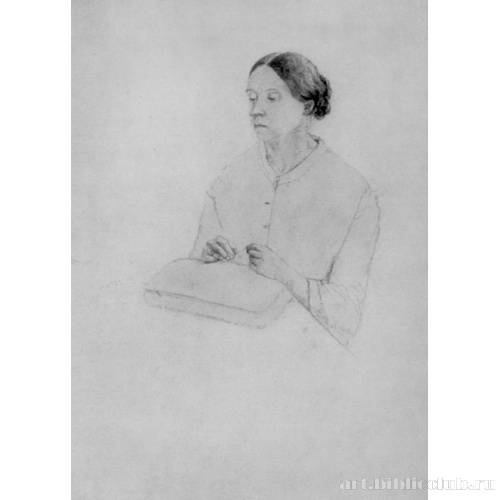 Мать художника за рукоделием