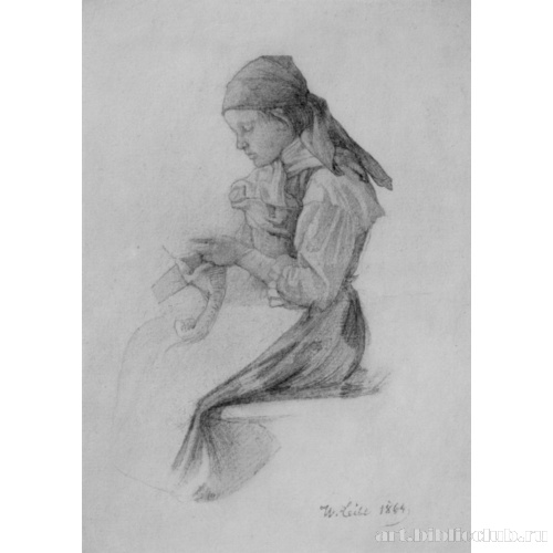 Крестьянская девушка с вязаньем