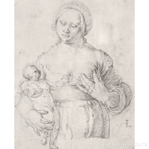 Мать, предлагающая грудь младенцу