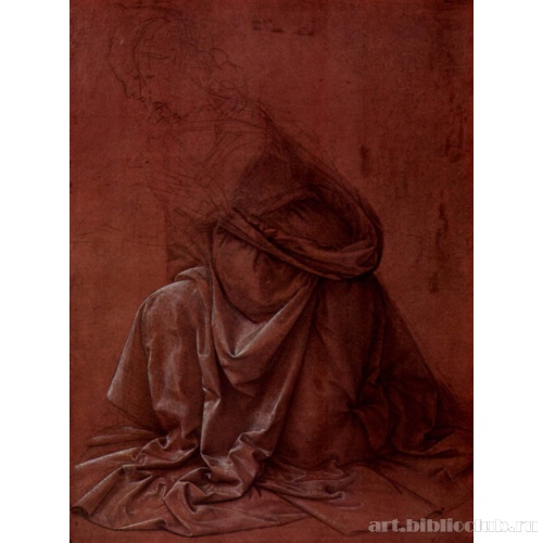 Этюд драпировки для коленопреклоненной женской фигуры