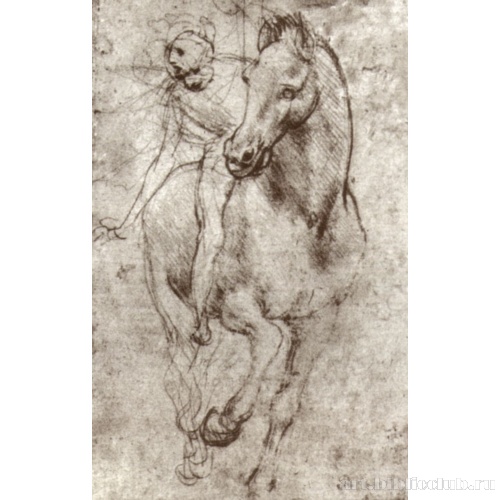 Набросок лошади со всадником