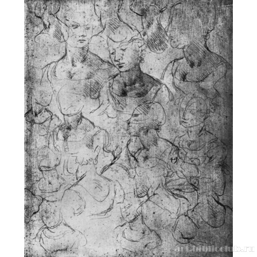 Лист с этюдами женских фигур