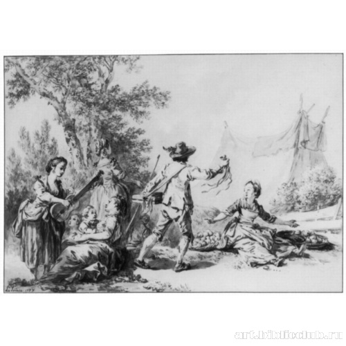 Жанровая сценка в странствующей компании