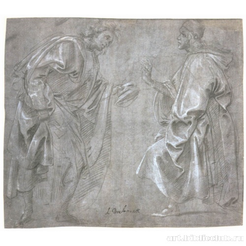 Лист с этюдами двух мужчин