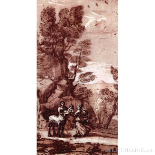 Нимфа Фетида вверяет маленького Ахилла кентавру Хирону