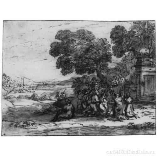 Пейзаж со сценой поклонения Золотому тельцу