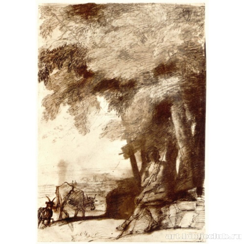 Отдыхающий под деревом пастух