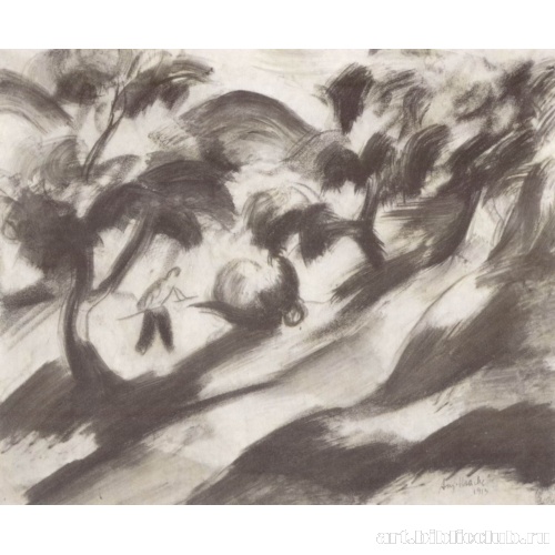 Крестьянин на покосе под деревьями