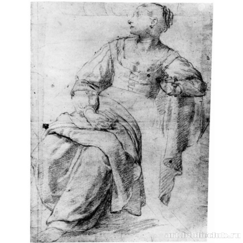 Этюд фигуры сидящей женщины