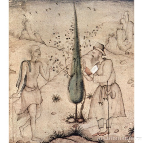 Купец и аскет, беседующие в пейзаже