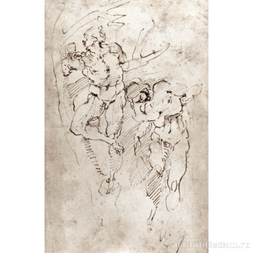 Этюды к росписи свода Сикстинской капеллы: Два наброска распятого