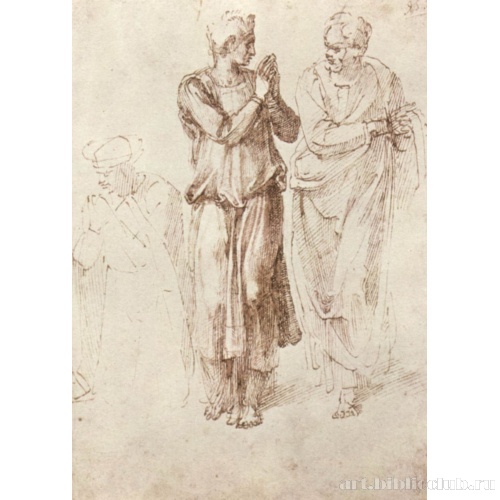 Лист этюдов с тремя мужскими фигурами