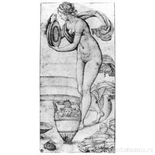 Стоящая обнаженная с зеркалом