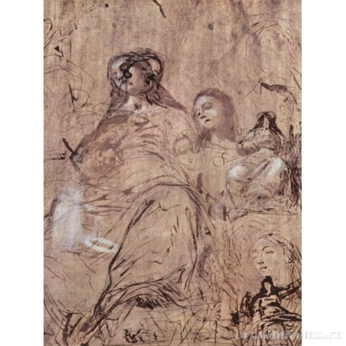 Лист этюдов с образом Девы Марии