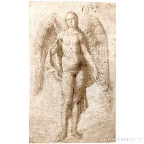 Ангел в виде крылатой обнаженной женской фигуры со стрелой