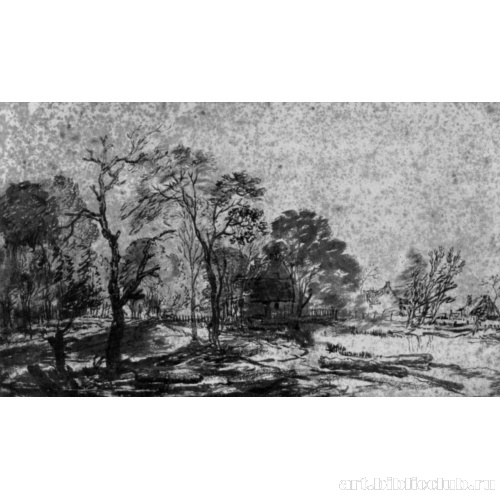 Пейзаж с тремя хижинами