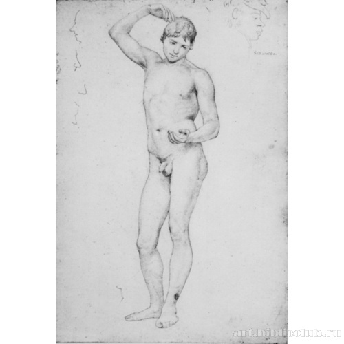 Этюд стоящего обнаженного подростка