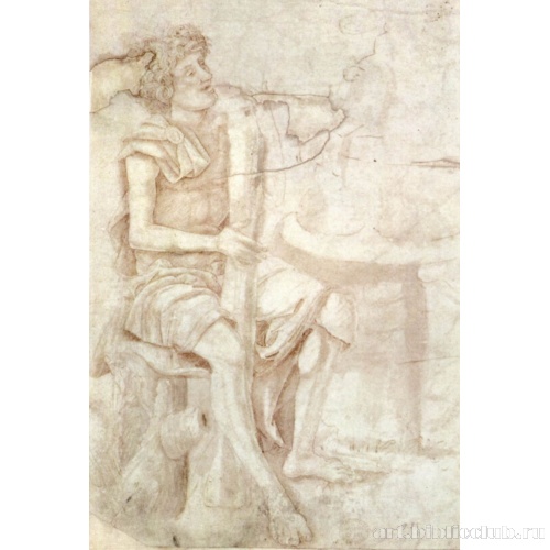 Сидящий молодой человек, фрагмент