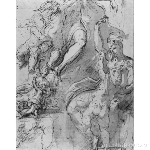 Лист набросков: Венера обезоруживает Амура