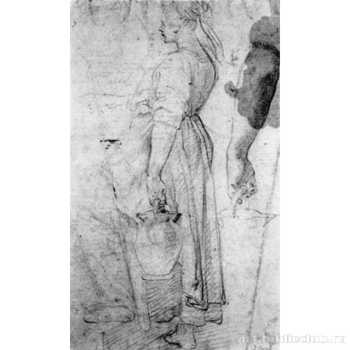 Этюды фигуры стоящей женщины с кувшином