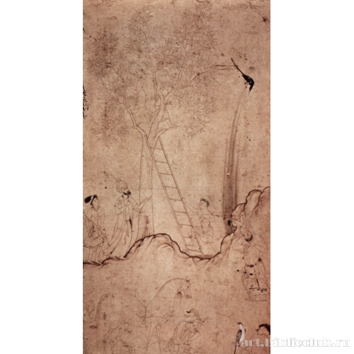 Юный принц отдыхает на дереве, пока внизу его дожидается свита