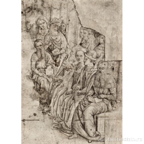 Группа из шести сидящих и семи стоящих фигур