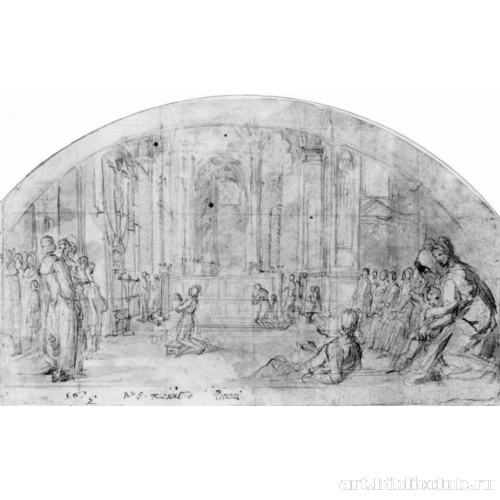 Молодой Антонин молится перед Распятием в Орсанмикеле