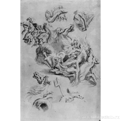 Лист этюдов: Воины и гиппокампы