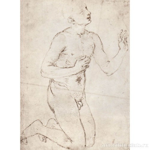 Этюд обнаженного коленопреклоненного мужчины