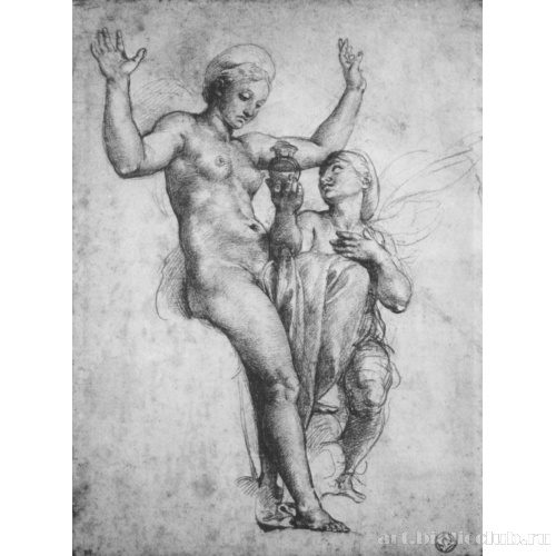 Этюд к росписям Лоджии Психеи, Психея перед Венерой