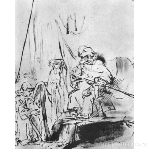 Давид играет на арфе перед Саулом