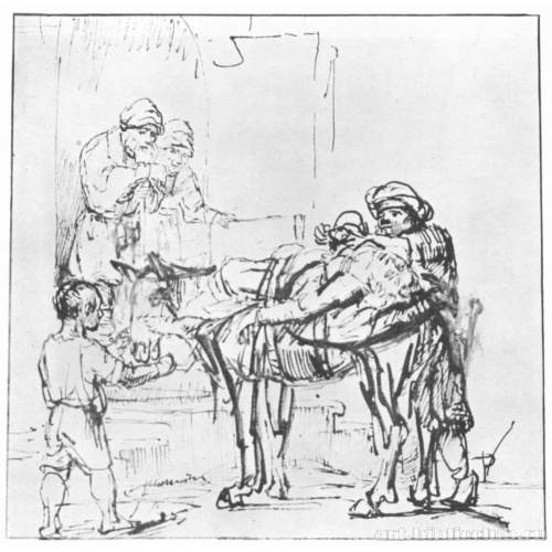 Милосердный самаритянин с раненым на постоялом дворе