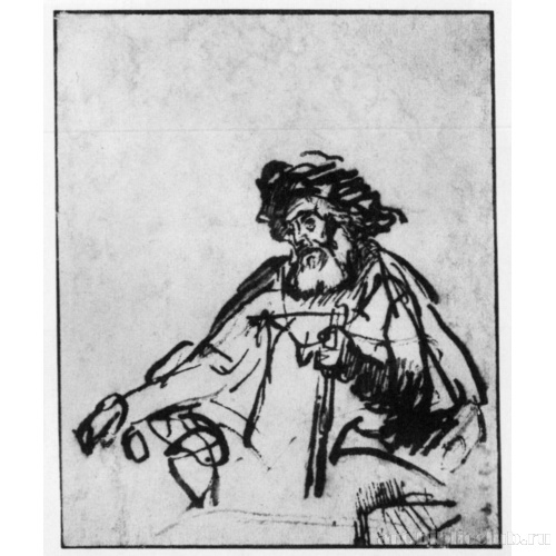 Сидящий мужчина с палкой