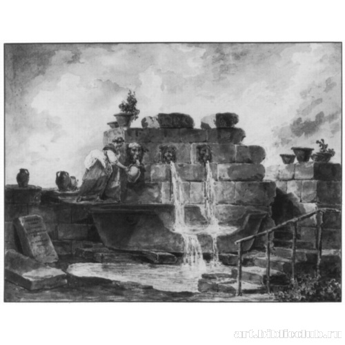 Римский фонтан с женщиной, берущей воду