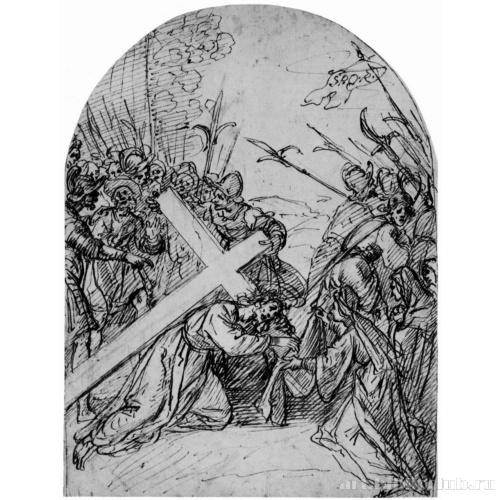 Несущий крест Христос встречает на пути святую Веронику